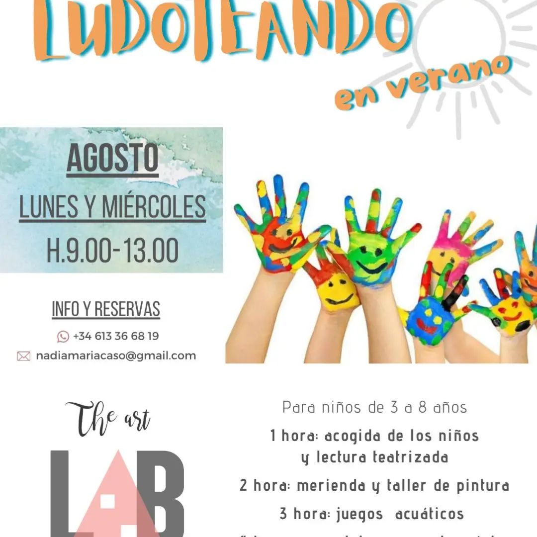 Cartel de Ludojeando en verano, taller de agosto con The Art Lab